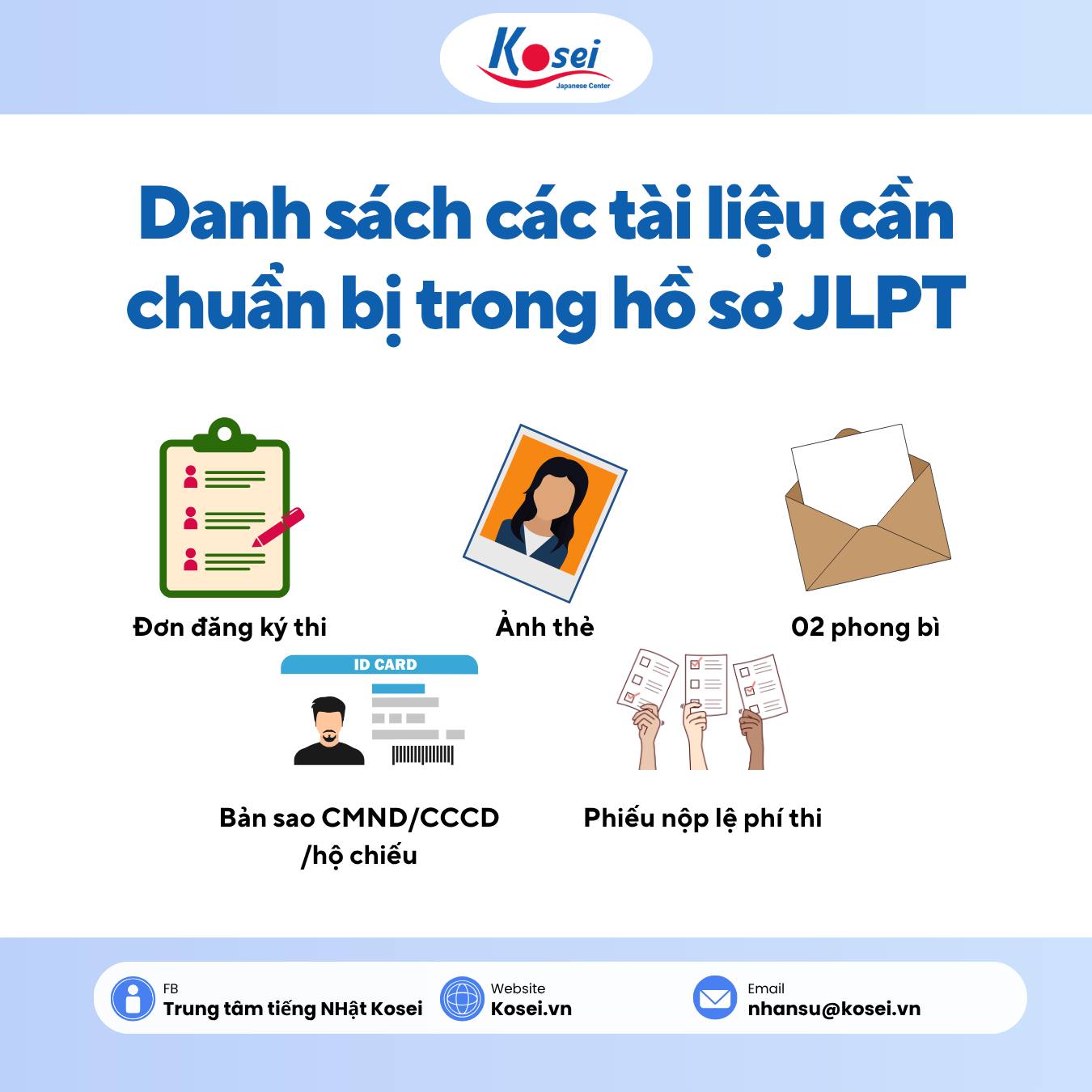 Các tài liệu cần có trong bộ hồ sơ thi JLPT 12/2025